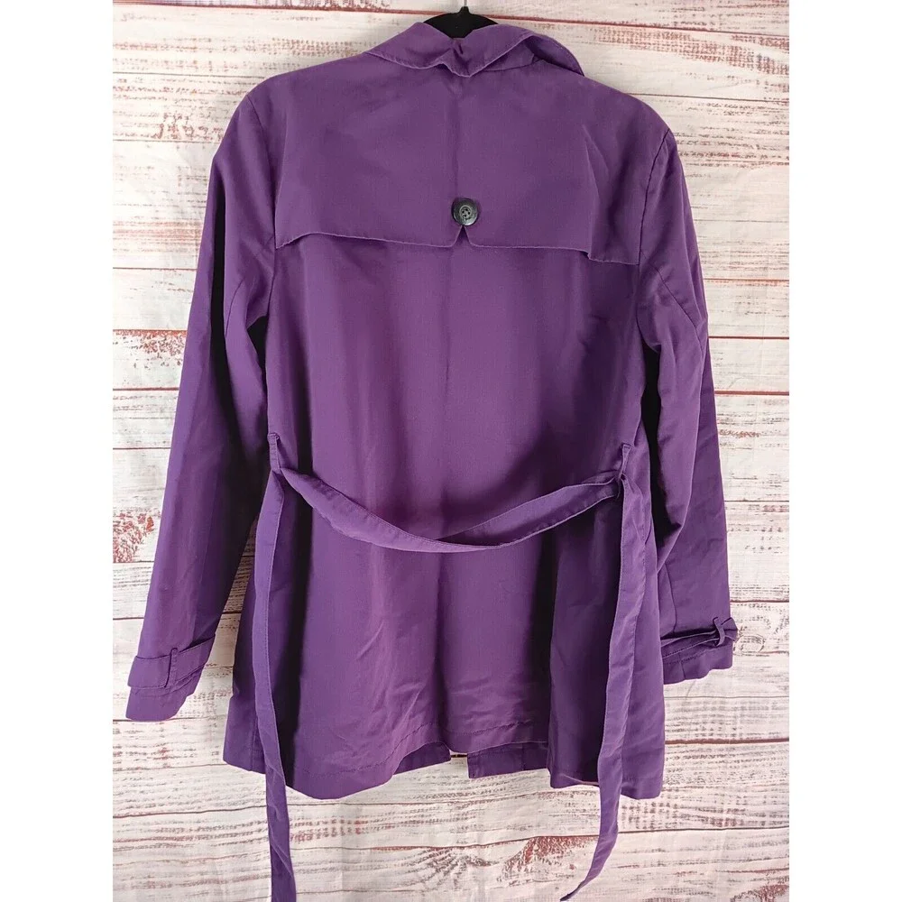 Croft & Barrow Jacket Women’s Large Purple Button Belted Cotton Blend